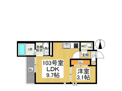 GRANDTIC NAKASUGICHOU(1LDK/1階)の間取り写真