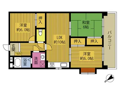 シーサイド大平(3LDK/2階)の間取り写真