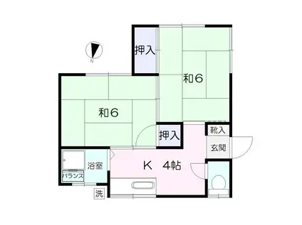 スカイキャッスル(2K/2階)の間取り写真