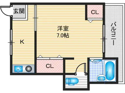 アンフィニィ橋の内IV(1K/3階)の間取り写真