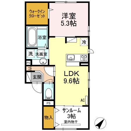 フェリオ ラ・フィオーレ(1LDK/2階)の間取り写真