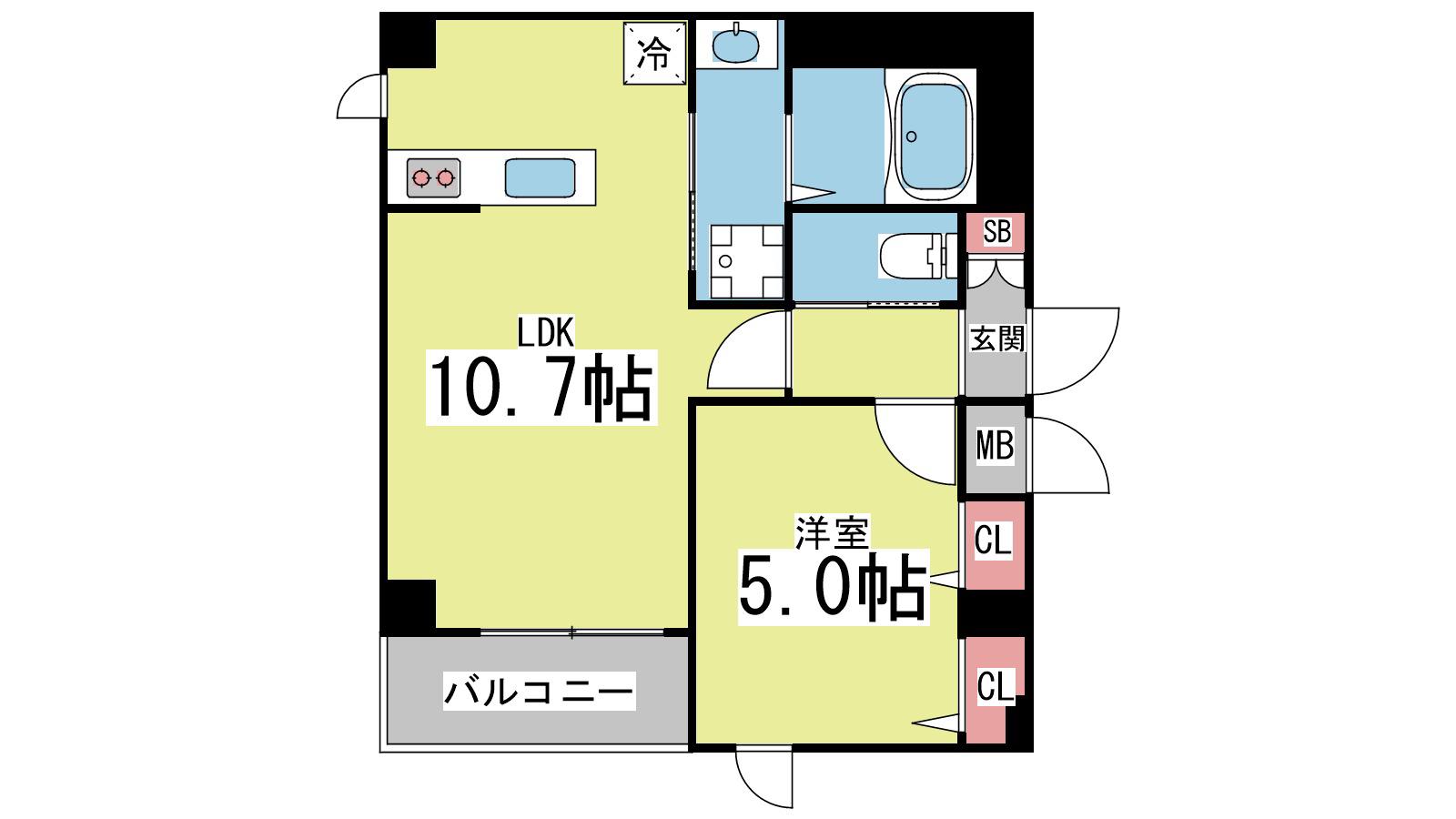 グランドコート桜口(1LDK/3階)の間取り写真