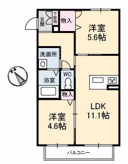 シャーメゾンルシエール(2LDK/2階)の間取り写真