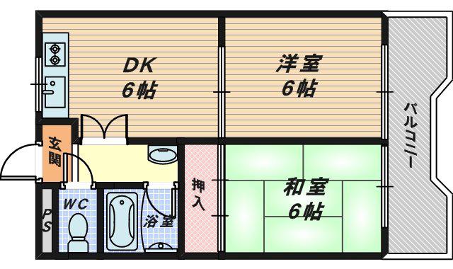 セントヒル(2DK/2階)の間取り写真
