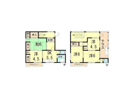 出在家ビル(5DK/4階)の間取り写真