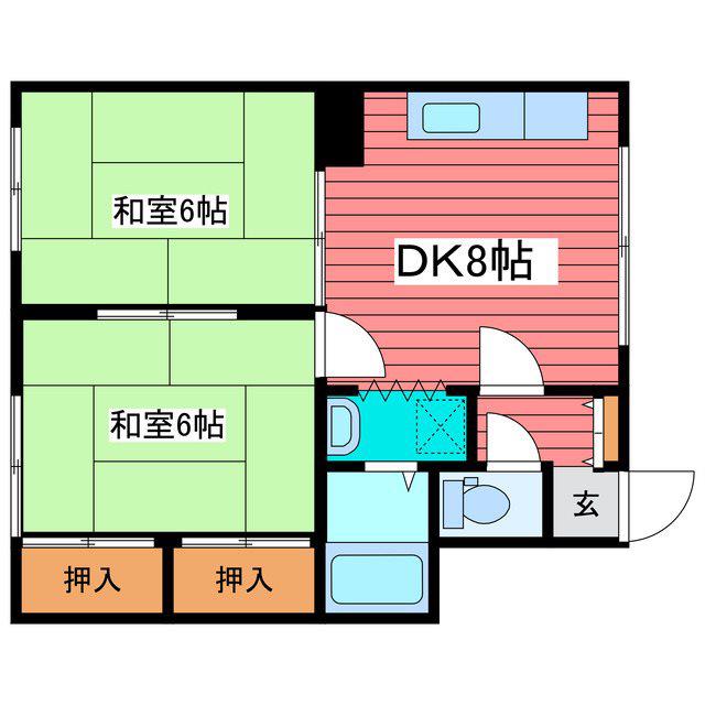 第3ハイツ近藤(2LDK/1階)の間取り写真
