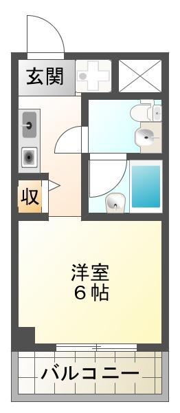 パラディッソコート(1K/3階)の間取り写真