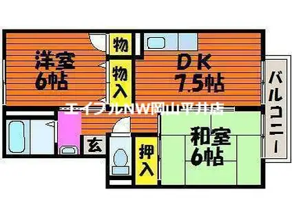 サンパティック原尾島(2DK/2階)の間取り写真