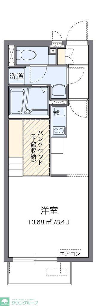 ミランダヒールコートII(ワンルーム/2階)の間取り写真