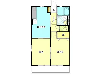 ゆうあいII(2DK/1階)の間取り写真