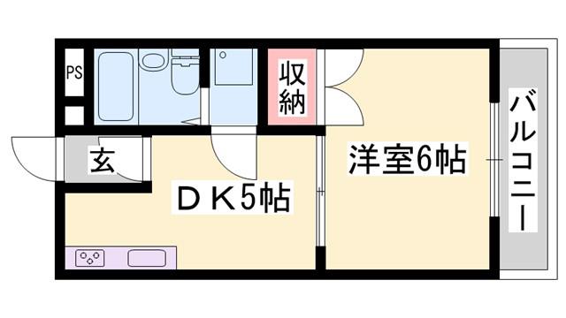 サングレース東今宿(1DK/5階)の間取り写真