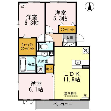 プランドール.I III(3LDK/2階)の間取り写真