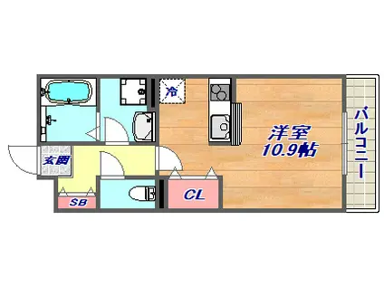 ローズコート芦屋(1K/1階)の間取り写真