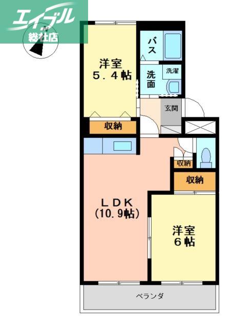 プチフルール(2LDK/2階)の間取り写真