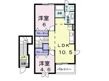 メゾン シャンティ A(2LDK/2階)の間取り写真