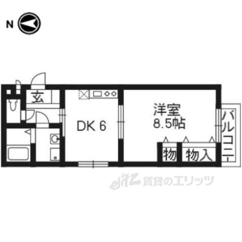 メイプルハウス(1DK/2階)の間取り写真