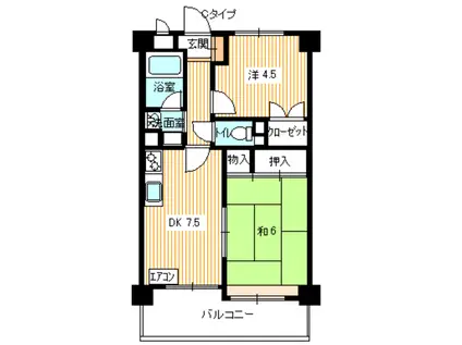 シャルム大和(2DK/4階)の間取り写真