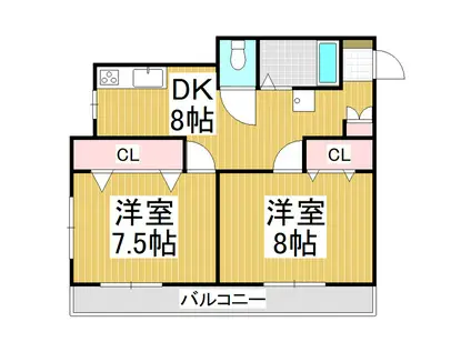 Mコーポ A(2DK/1階)の間取り写真