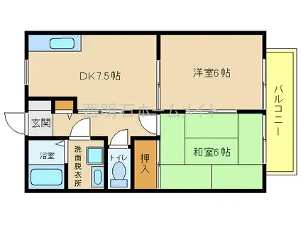 アドバンス(2DK/2階)の間取り写真