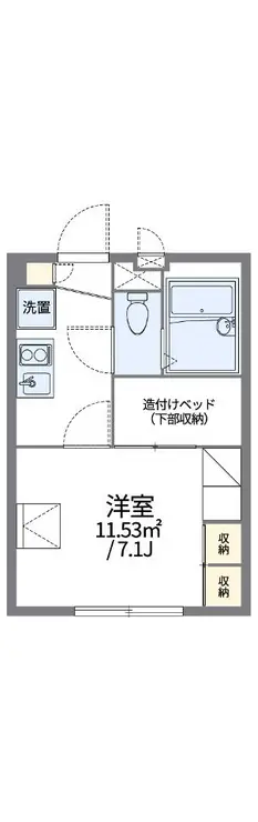 レオパレスフービエール 1階階 間取り