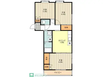 エステートピア青山(3DK/2階)の間取り写真