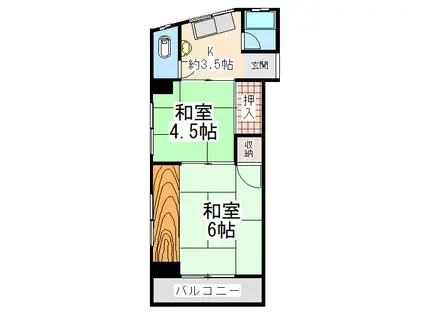 王子コーポ(2K/4階)の間取り写真