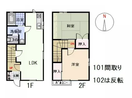ポートストークB(2LDK/1階)の間取り写真