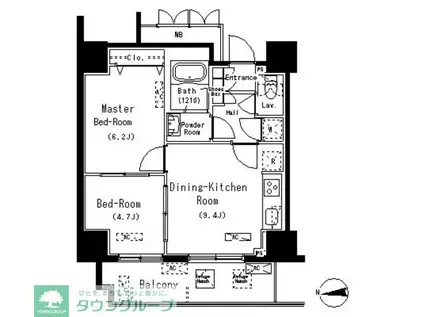 パークアクシス元浅草ステージ(2DK/6階)の間取り写真