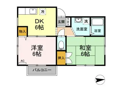ロイヤルステージII(2DK/1階)の間取り写真