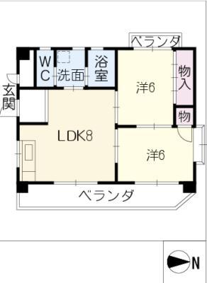 エトワール藤(2LDK/2階)の間取り写真