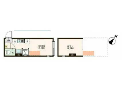 EMARIE代田橋(ワンルーム/2階)の間取り写真