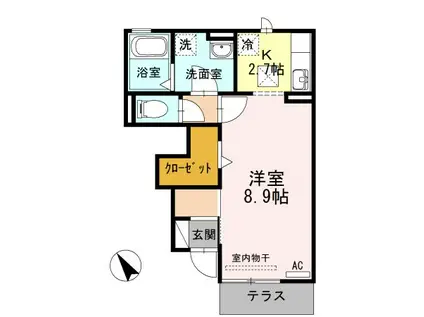 プリンス大友(1K/1階)の間取り写真