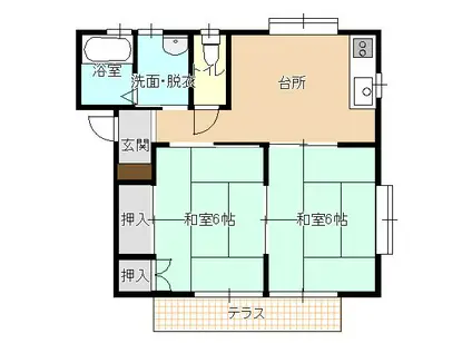 ハイツ若草(2DK/1階)の間取り写真