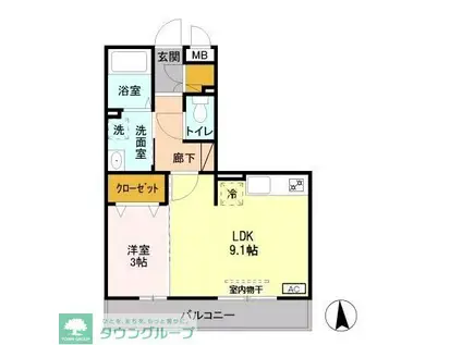 メイスクエア C(1LDK/2階)の間取り写真