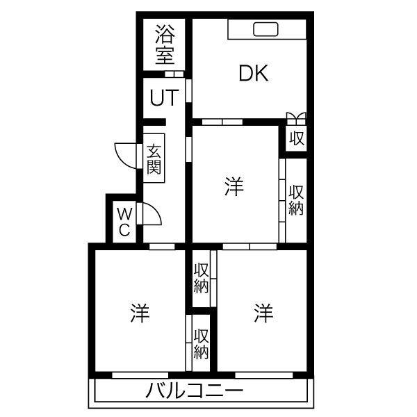 ヴィラナリー尾西 1号棟(3DK/1階)の間取り写真