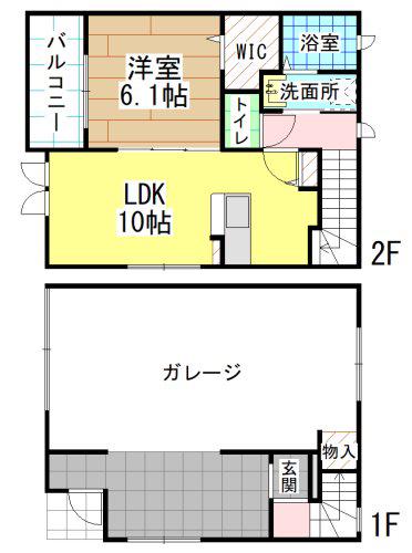 KALOSガレージ(1SLDK/1階)の間取り写真
