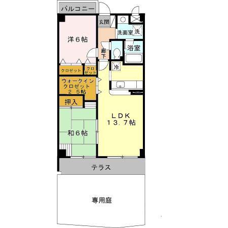 リジェール菅原(2LDK/1階)の間取り写真