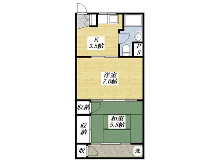 グリーンマンション(2K/3階)の間取り写真