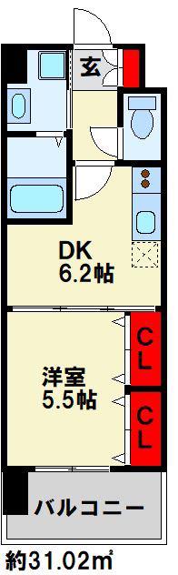 セレーノ行橋(1DK/4階)の間取り写真