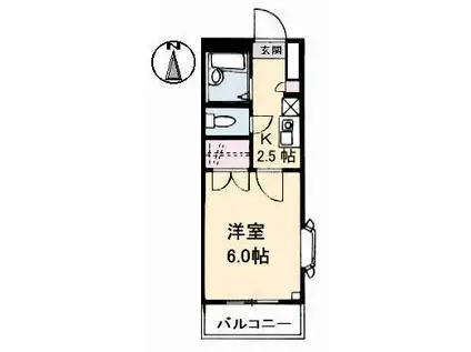 ハッピーハイツ今(1K/1階)の間取り写真