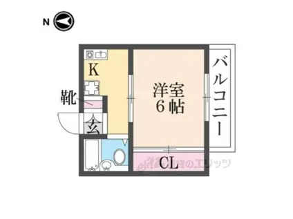 ブルーインキムラ(ワンルーム/2階)の間取り写真