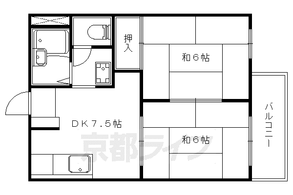 グレース上花山(2DK/1階)の間取り写真