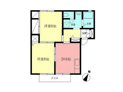ＪＲ東海道本線 平塚駅 バス乗車時間：20分 最寄りバス停で下車 徒歩1分 2階建 築30年(2DK/1階)の間取り写真