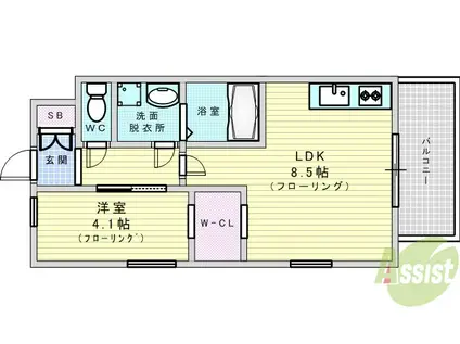 レジディア新大阪(1LDK/6階)の間取り写真