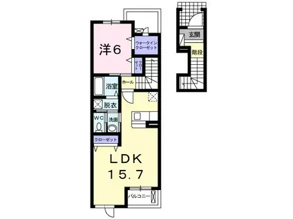 フロントリバー・サンIII(1LDK/2階)の間取り写真