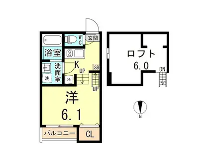 ブランジーノ塚本(1K/2階)の間取り写真