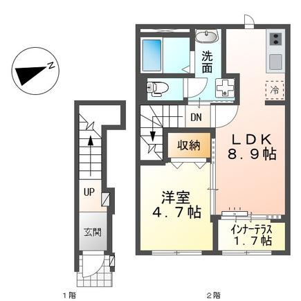 シャンブッシュ(1LDK/2階)の間取り写真