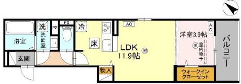 LAMAISON大池町(1LDK/2階)の間取り写真