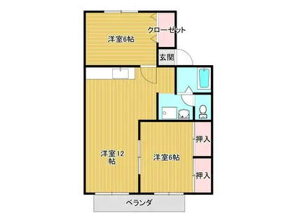 プレジール楠(2LDK/1階)の間取り写真