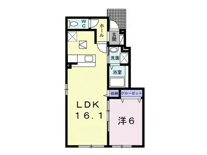 サニーフォレストII(1LDK/1階)の間取り写真